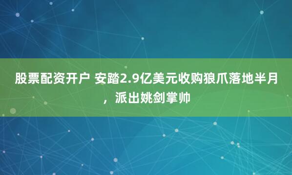 股票配资开户 安踏2.9亿美元收购狼爪落地半月，派出姚剑掌帅